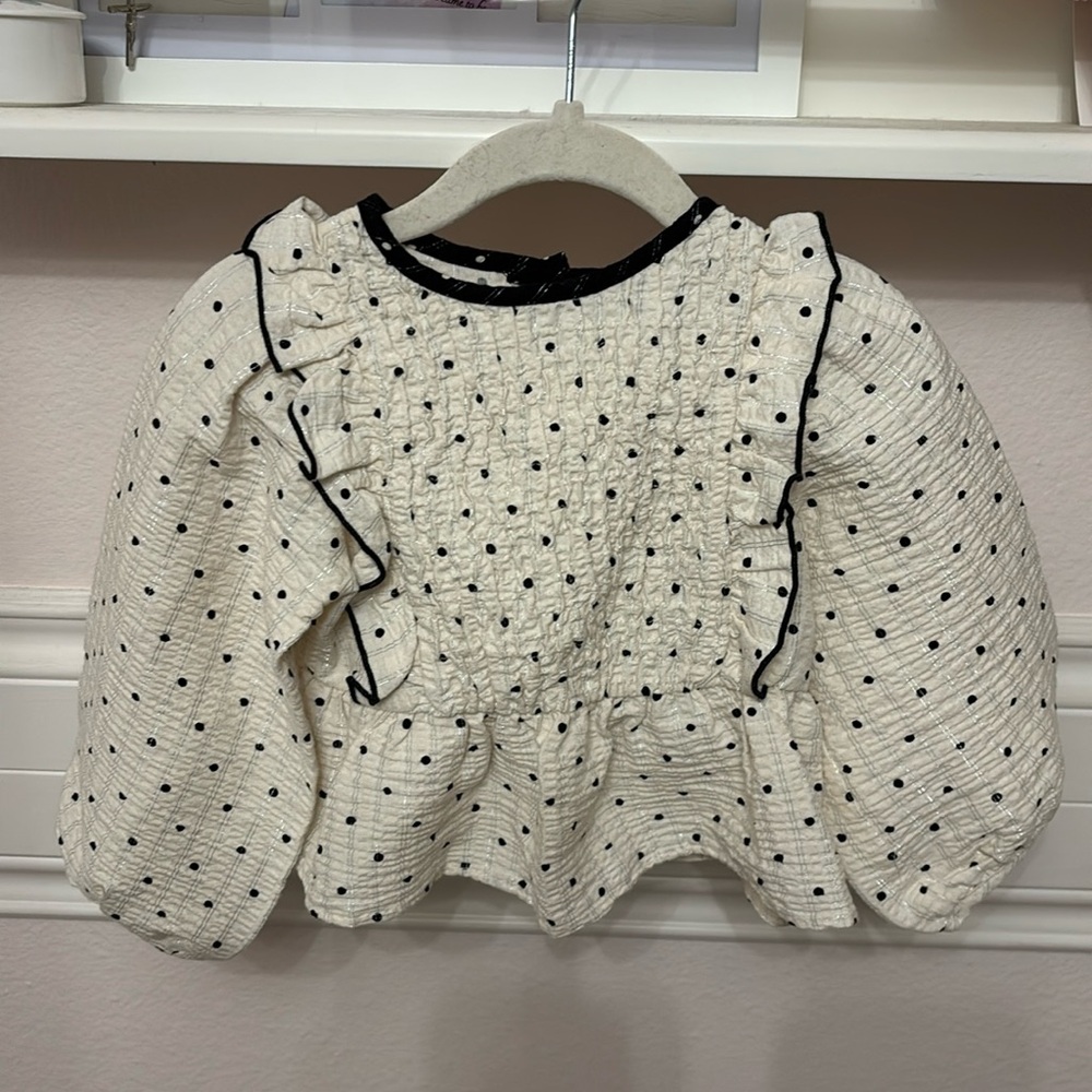 Zara Kids Polka Dot Ruffle Top NWOT 18-24 mo
